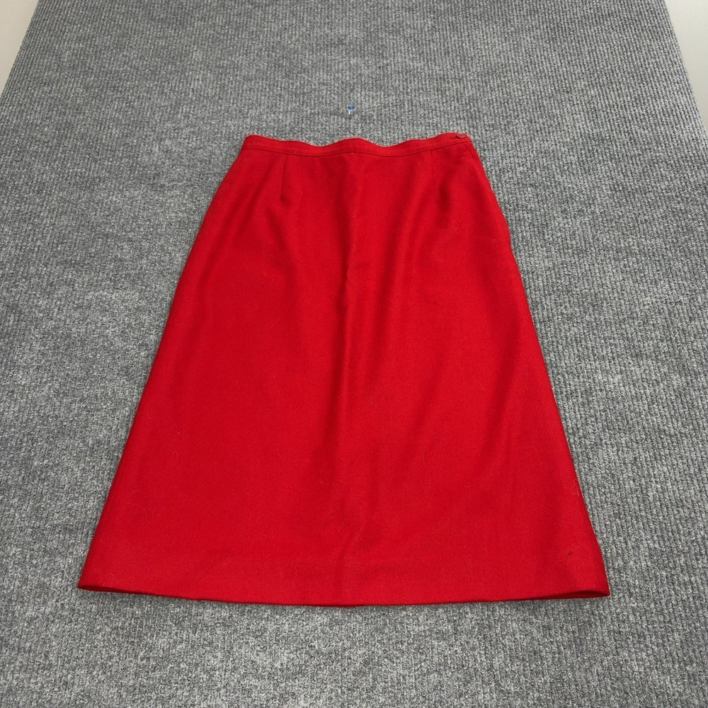 Vintage Pendleton Skirt Women 12 Red Virgin Wool Midi A-Line Made in USA Classic